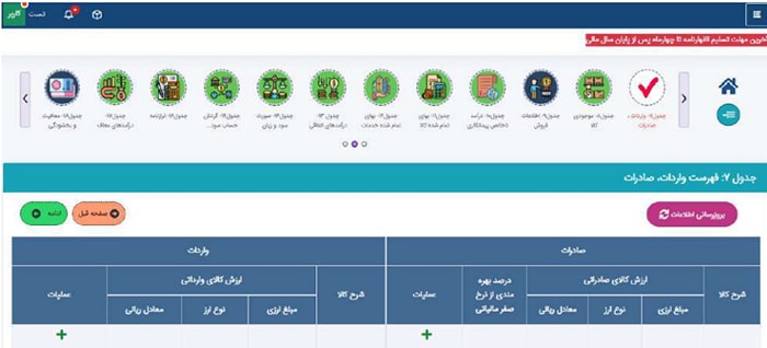 بخش مربوز به اطلاعات واردات و صادرات